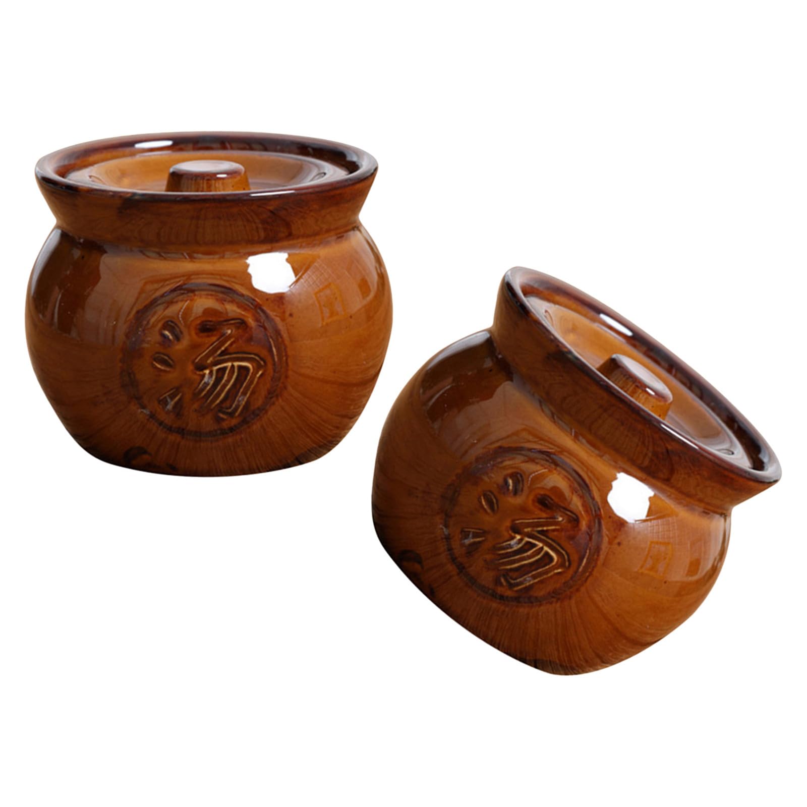 Antik Retro Keramiktopf 2 Stück 350ml mit Deckel