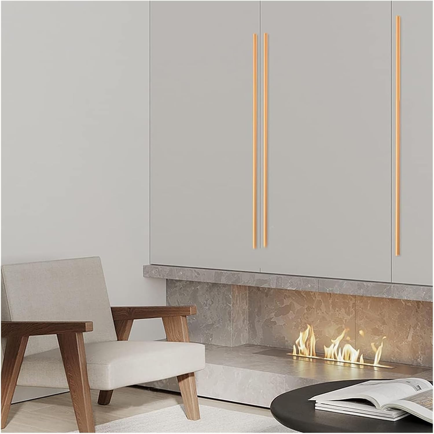 Hidden Furniture Handles Gold Drawer Pull Handles Extended Kitchen Door Handles 2 Pcs Cabinet Furniture Pulls Solid Bedroom Wardrobe Handles Knobs, Aluminum Alloy(Length 400mm)