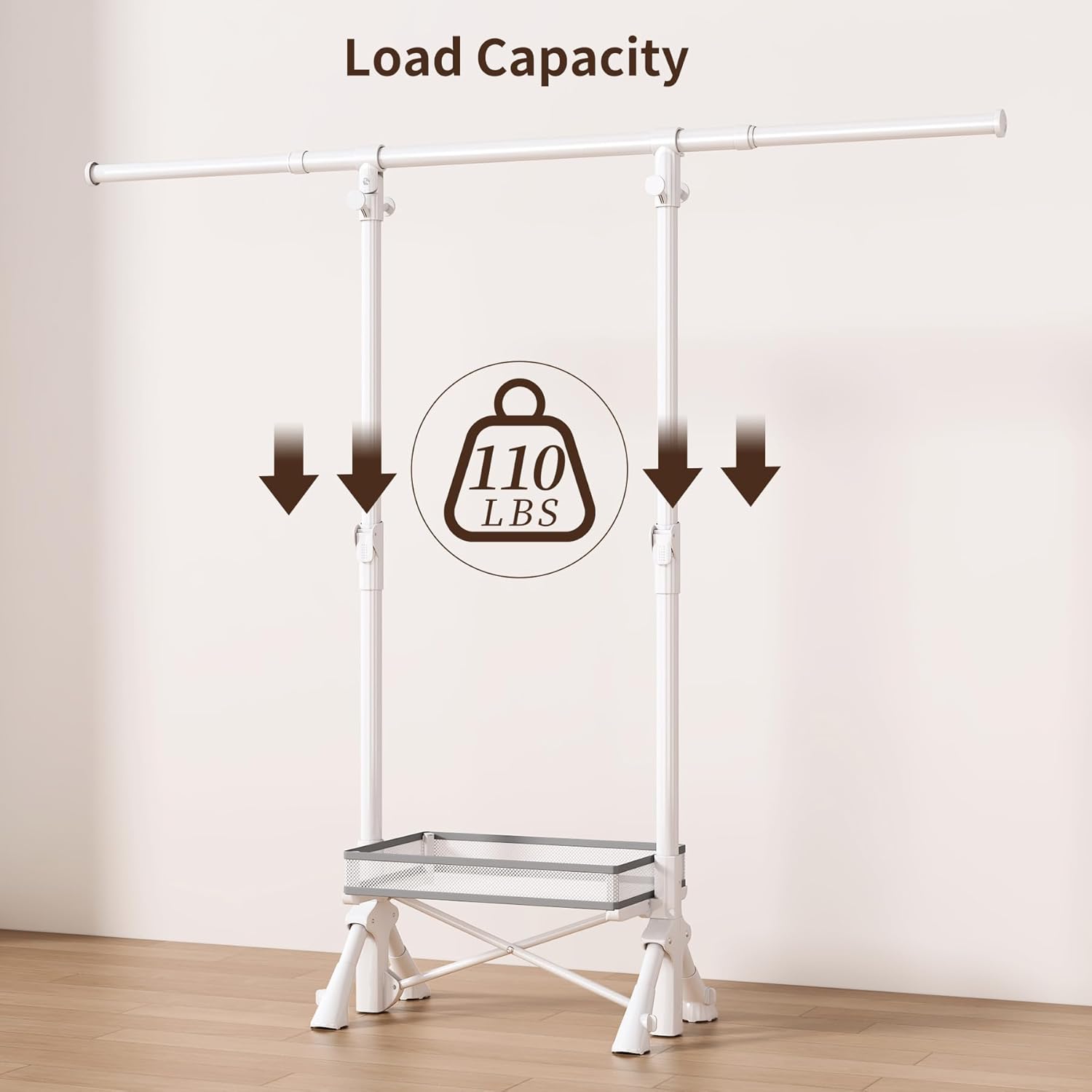 Foldable Clothes Drying Rack Heavy Duty, No Assembly Required, Collapsible Portable Laundry Rack with Hanging Design, Space Saving for Indoor Outdoor Use (Single Rod White)
