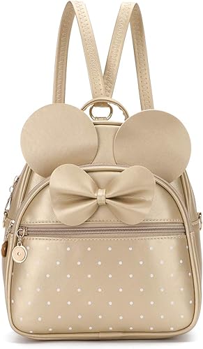 KL928 - Mochila mini con diseño de lunares lindo y moño para niñas, convertible a bandolera y bolso para mujeres