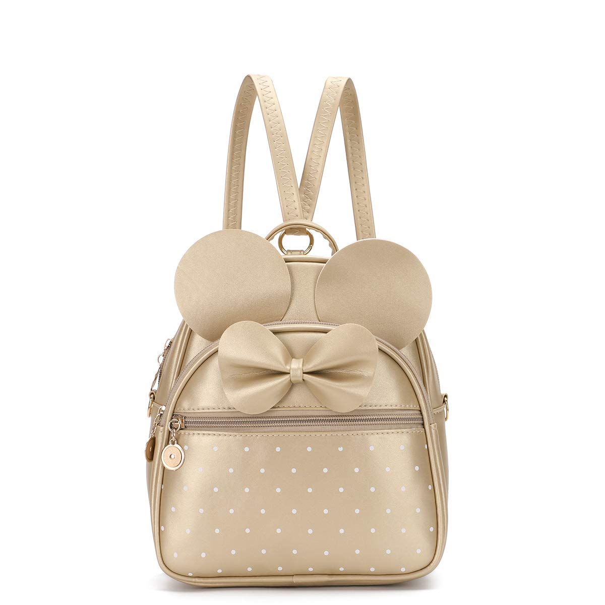 KL928 Girls Mini Backpack Bowknot Polka Dot Cute Small Daypacks Convertible Shoulder Bag Purse for Women