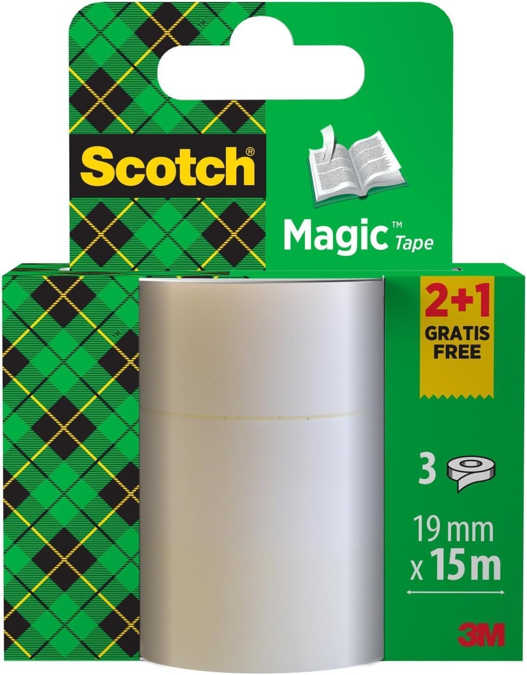 Ruban Adhésif Scotch Magic 19mm X 12m - 2 Rouleaux + Distributeur - Invisible Sur Papier