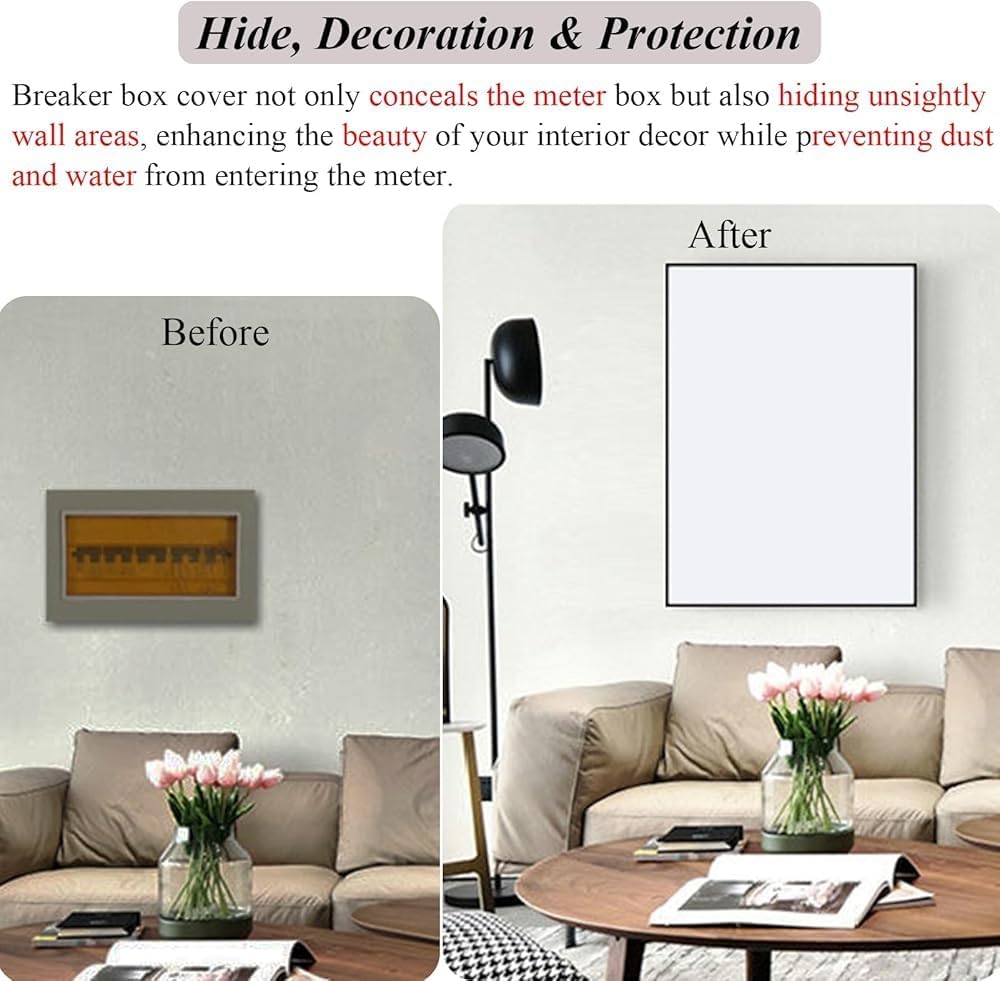 Electrical Panel Cover Decorative, Circuit Breaker Panel Covers, Hide Distribution Protection Box, Electrical Panel Cover Cabinet, Hide Meter Electric (Size:40 x 50cm (15 3/4" x 19 3/4"),Color:White)