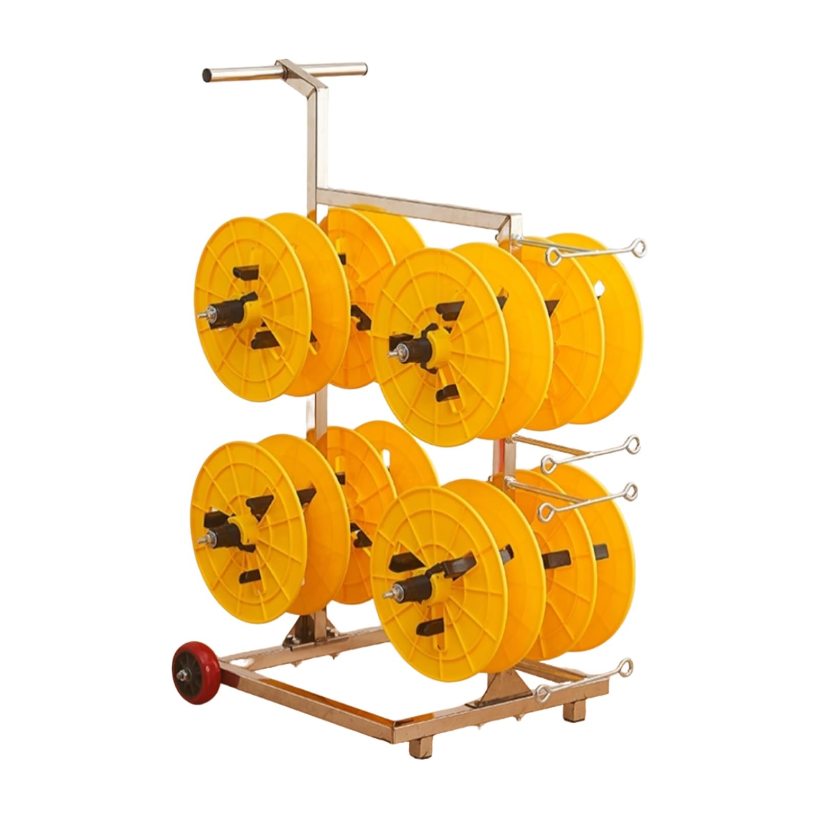WDSOPK Wire Spool Rack,Cable Reel Holder and Dispenser,Heavy-Duty Bulk for Electrical,4 Rods Workplace Efficiency (Yellow 8 Rods Wire)