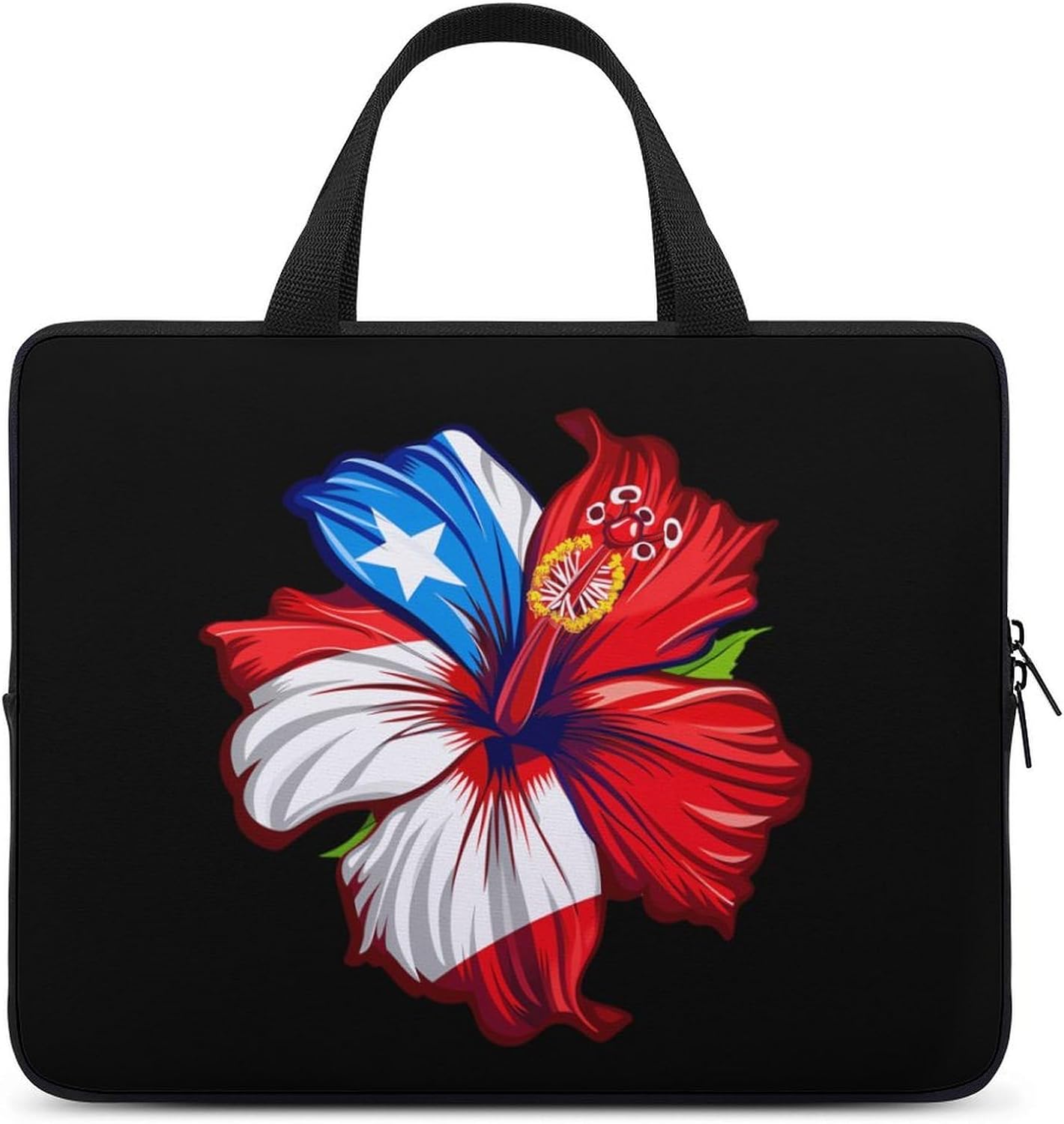 State Amapolas Boricua Flag Hibiscus Laptop Bag Computer Case Lightweight Work Bags Briefcase Handbags for Women Men