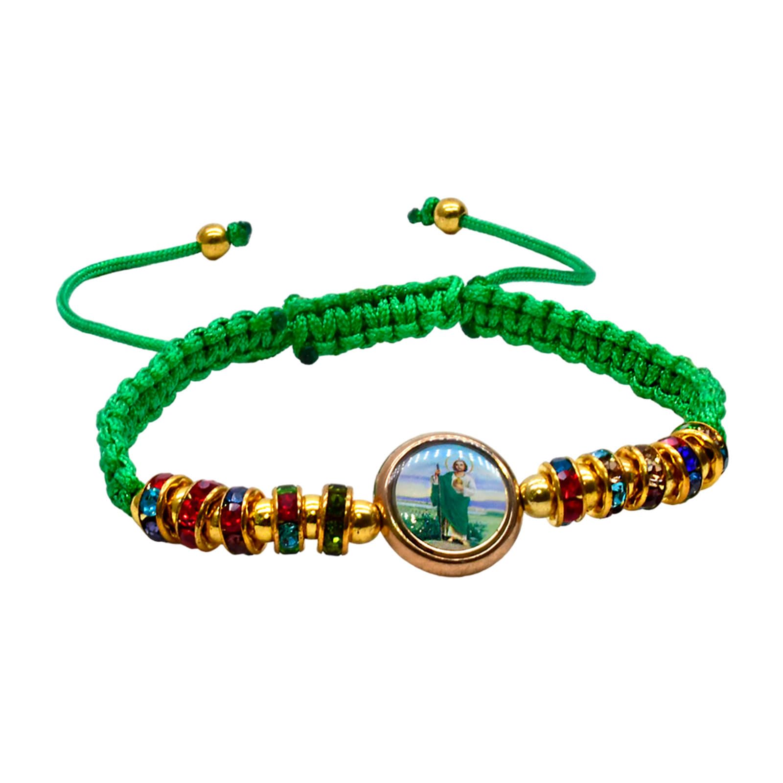 Yhplxyuus Religious Bracelets Symbols Judes Charm Adjustabled Length Rope Chain String Braided Bracelets for Womens and