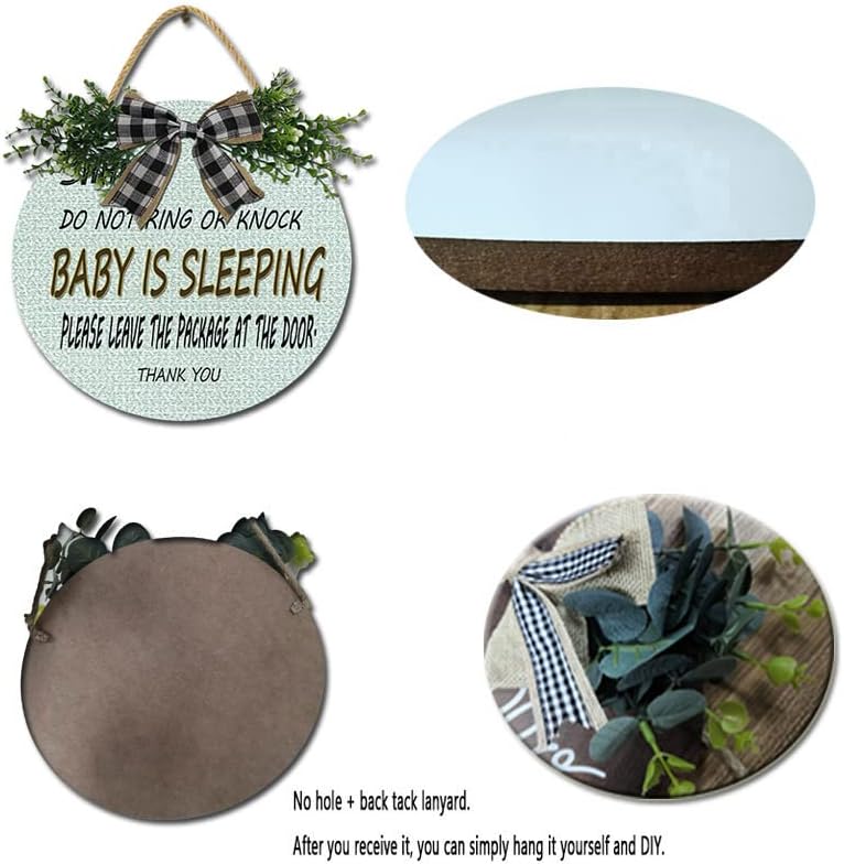 Miniatura 2 de Baby Sleeping Sign For Front Door Baby Sleeping Sign Baby Door Sign Baby Sleeping Sign For Door Do Not Disturb Hanger Sign Baby Room Hanging Wooden