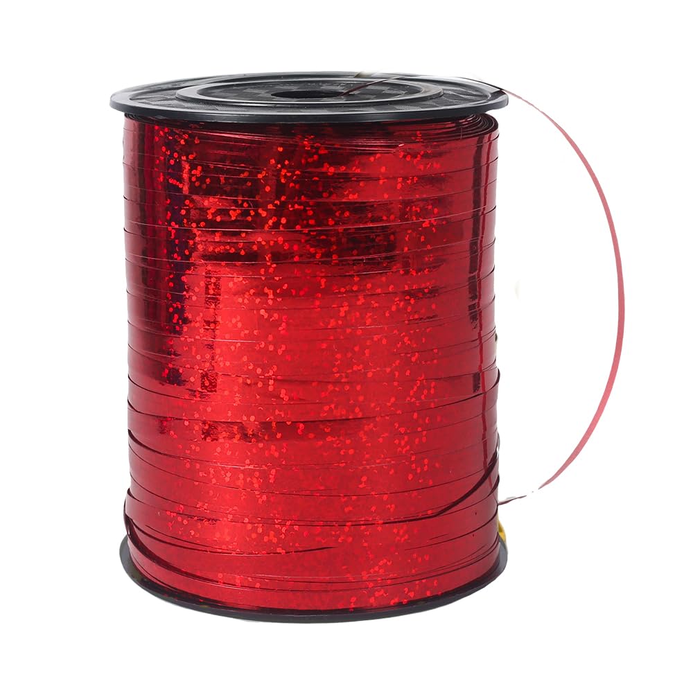 500 Yard Red Curling Ribbon for Crafts, Iridescent Crimped Shiny Metallic Ribbon for Balloon String Gift Wrapping Florist Flower