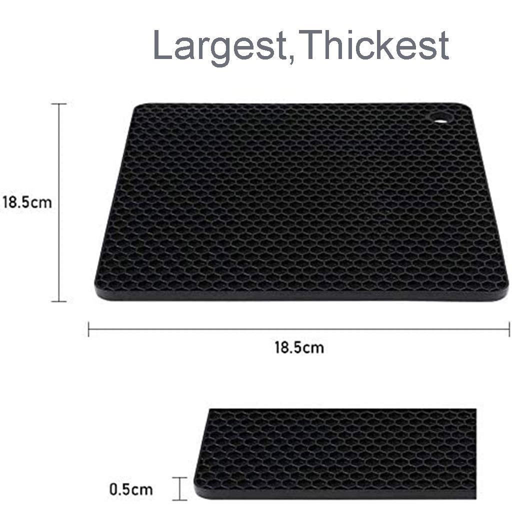 Tapis de Table de Noël, Sets de Table en nid d'abeille en Silicone Anti-brûlure antidérapants pour la décoration de Mariage, Ensemble de 4 Tapis de Salle à Manger Occidentaux, Noir X4