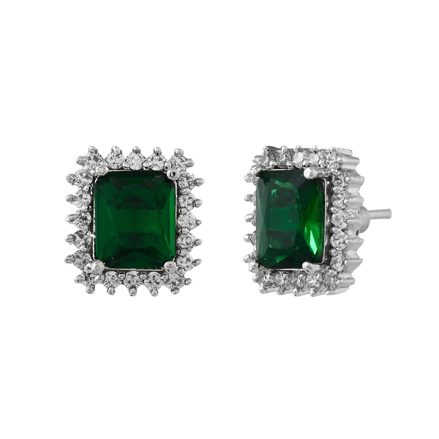 Voylla Sparkling Elegance American Diamond Studs Earrings|Studs Earrings For Women|American Diamond Earrings For Women|Gift For Her|Gift For Sister| (Emerald Green) (B0DBVJG4DQ) Amazon Price History, Amazon Price Tracker
