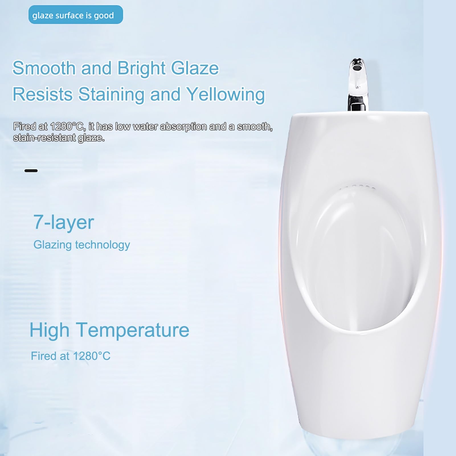 Cerámica Urinario con Descarga Inteligente para Hombres, Urinarios para Hombres con Lavabo, para Uso Doméstico y Comercial, Hogar, Bar, Centro Comercial(Black)