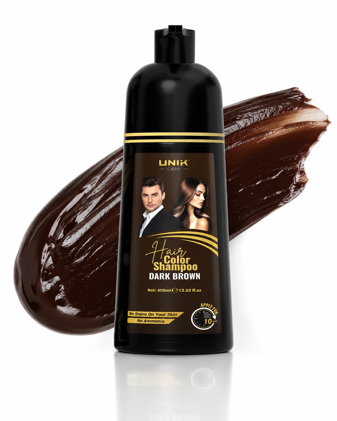 UNIK Care Dark Brown Hair Dye Shampoo 400ml – 3-in-1 Color