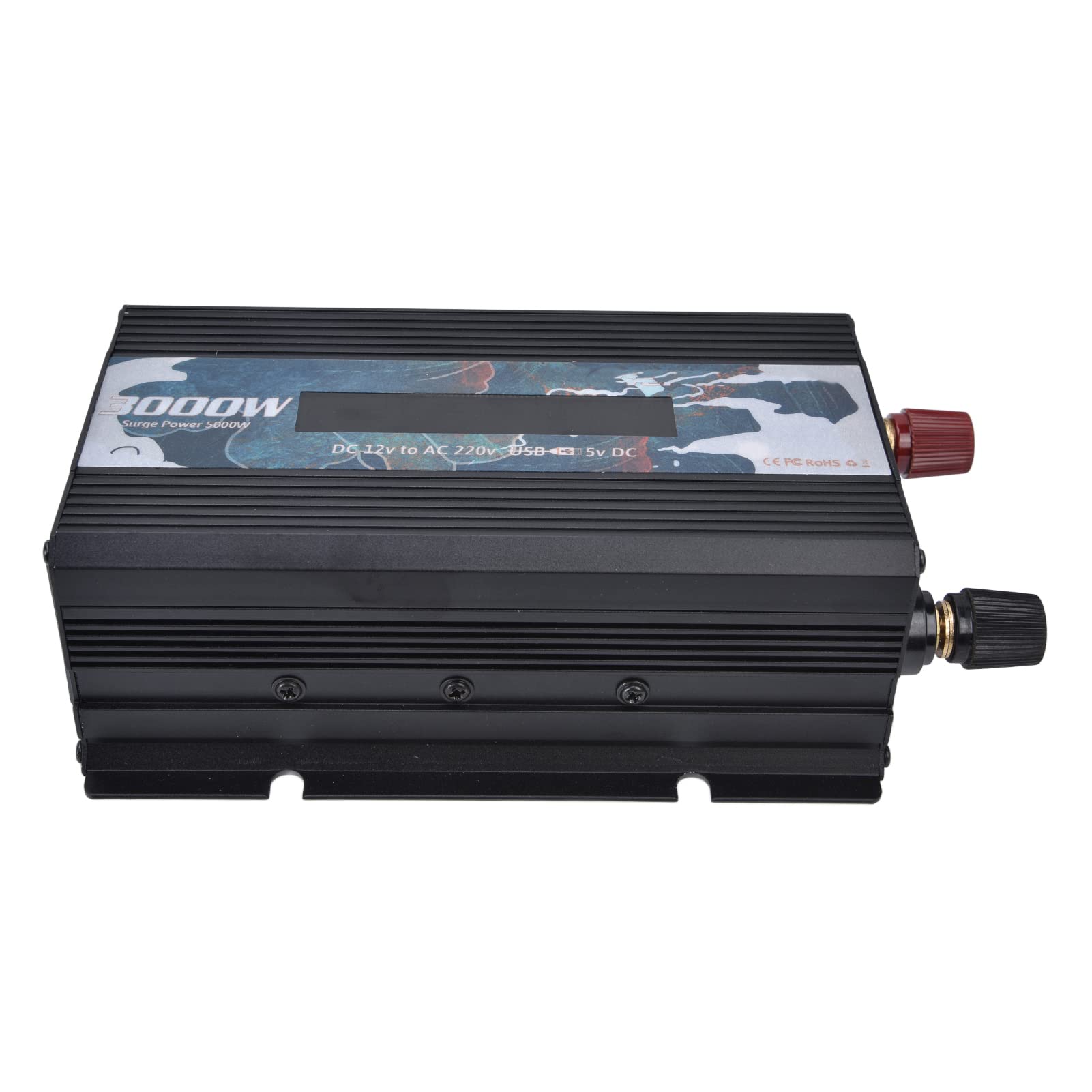 Inversor de Corriente Onda Sinusoidal Pura 300W 12V a 220V Convertidor Potencia Multifuncional para Hogar RV Camión Inversor Eléctrico Batería Energía Solar Inversor Portátil Negro