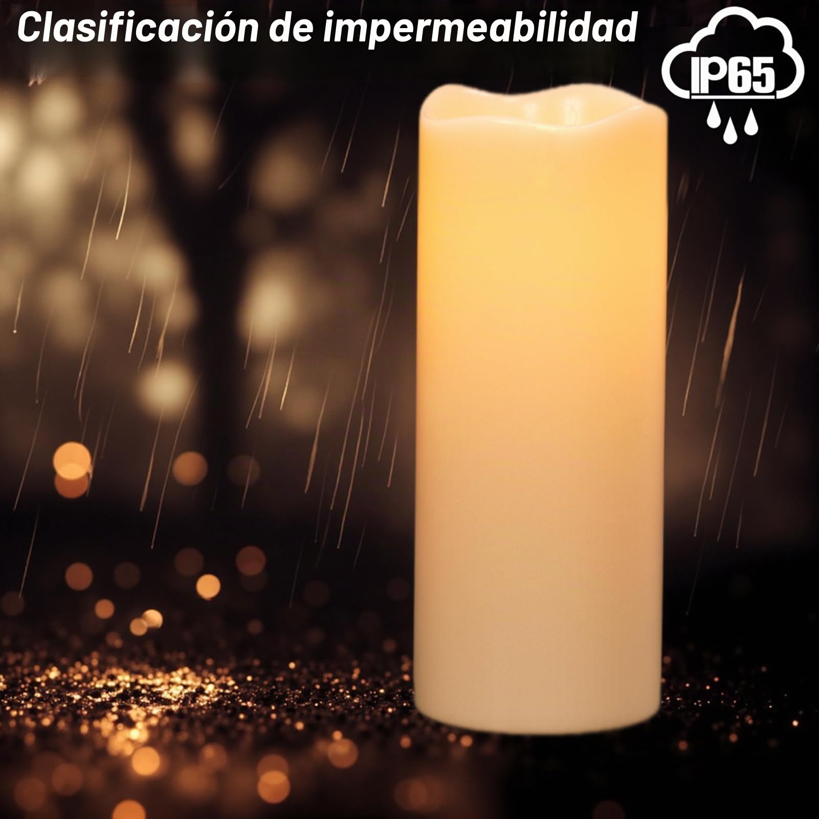 Eldnacele Velas LED impermeables, energías solares, velas grandes parpadeantes para farol, jardín, camping, patio, decoración (4 x 10 pulgadas, juego de 2)