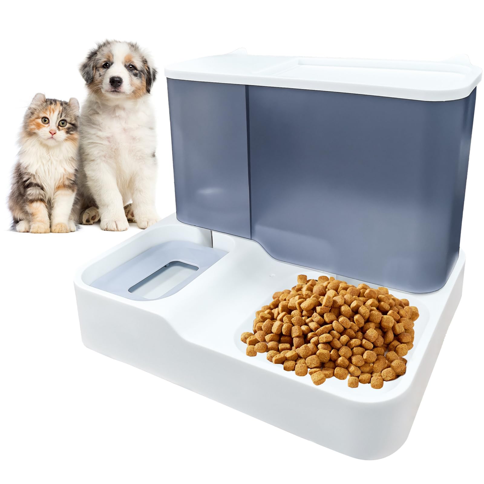 Faffooz Dispensador para Gatos y Perros, Comida y Agua,2 in 1 Comedero y Bebedero Automático para Gatos y Perros,para Perros y Gatos pequeños y medianos