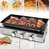LISTaRSw Parrilla De Encimera Comercial De Acero Inoxidable, Plancha Antiadherente + área De Cocción De 62 * 31,5 Cm, Control De Temperatura Independiente Preciso De 3 Cabezales