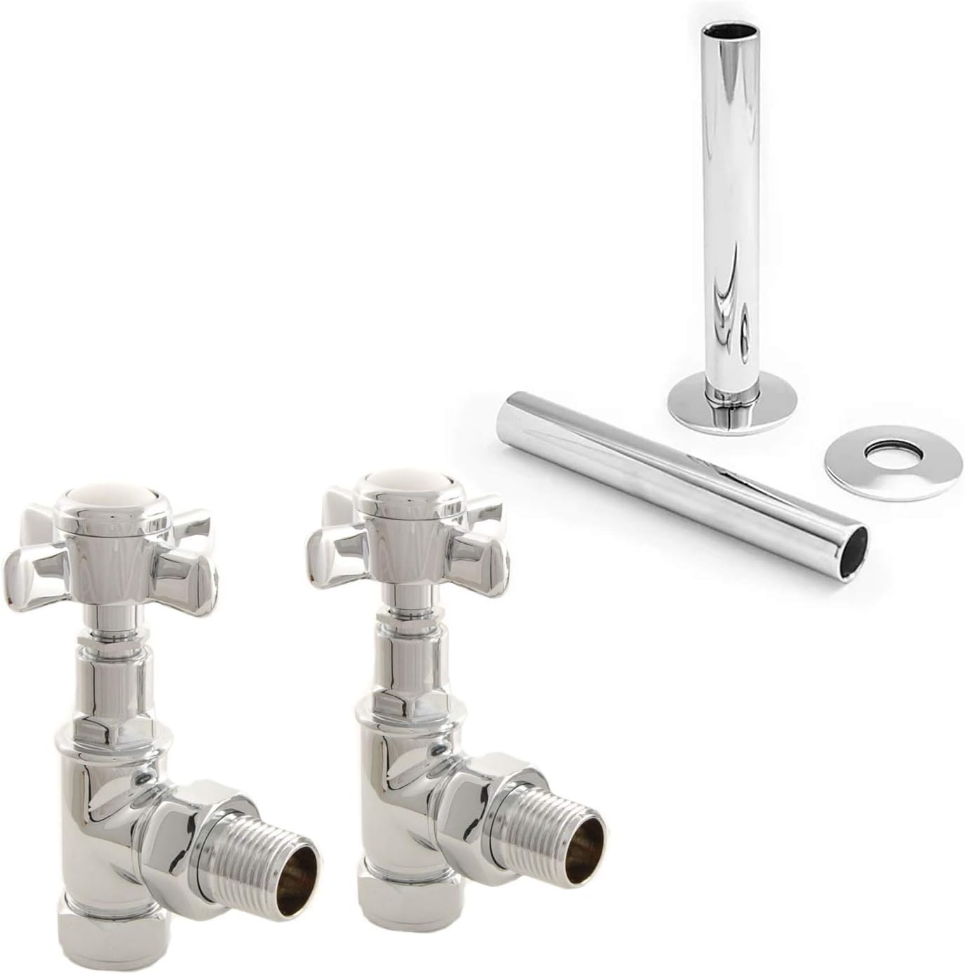 Westminster Traditional Manual CrossHead Radiator and Towel Rail Valves (Chrome Angled with