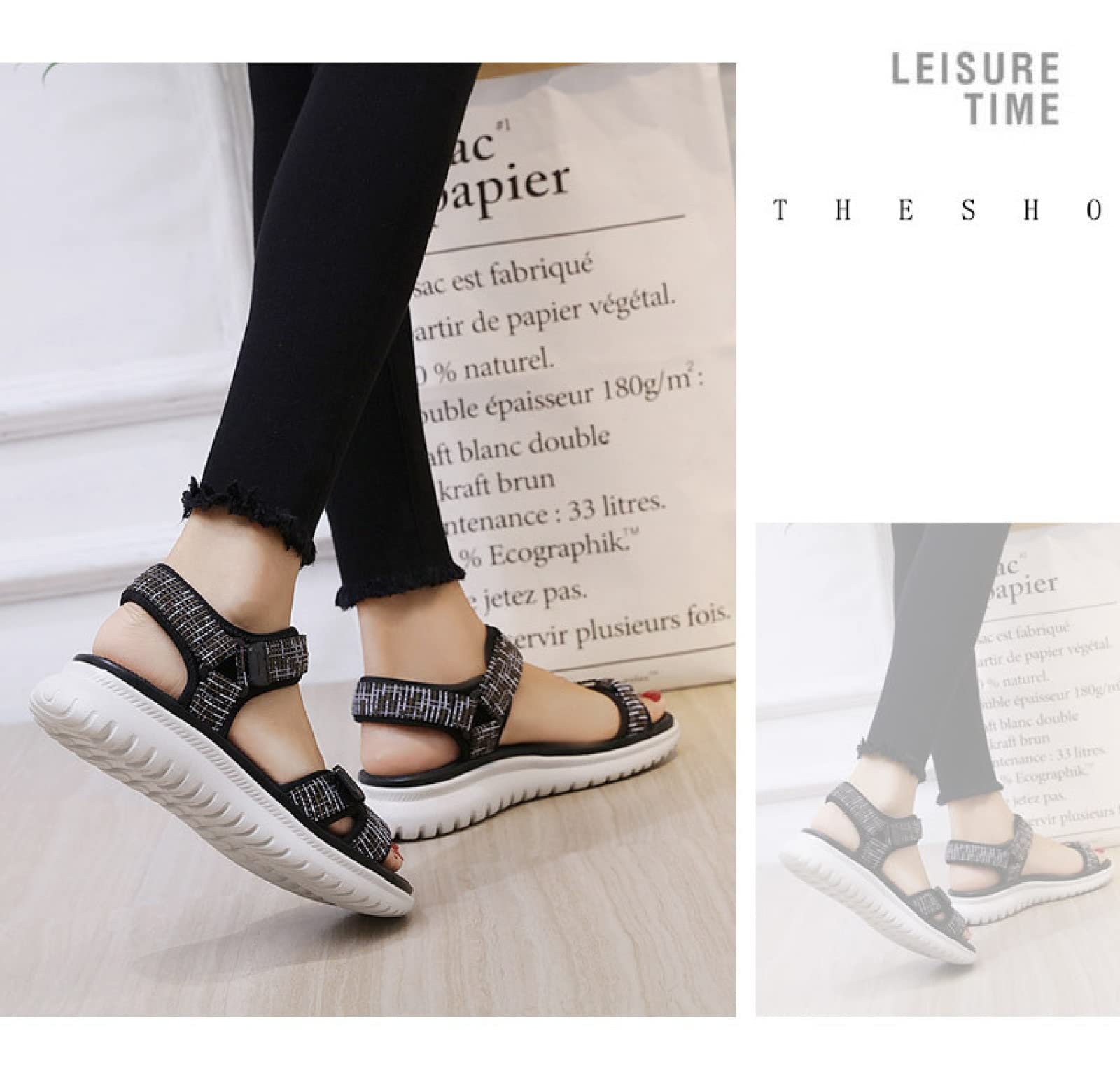 BOMEETSIA semplici Pantofole Moda,Sandali Sportivi per Ragazze Scarpe da Scuola Leggere e comode, Nere, 36