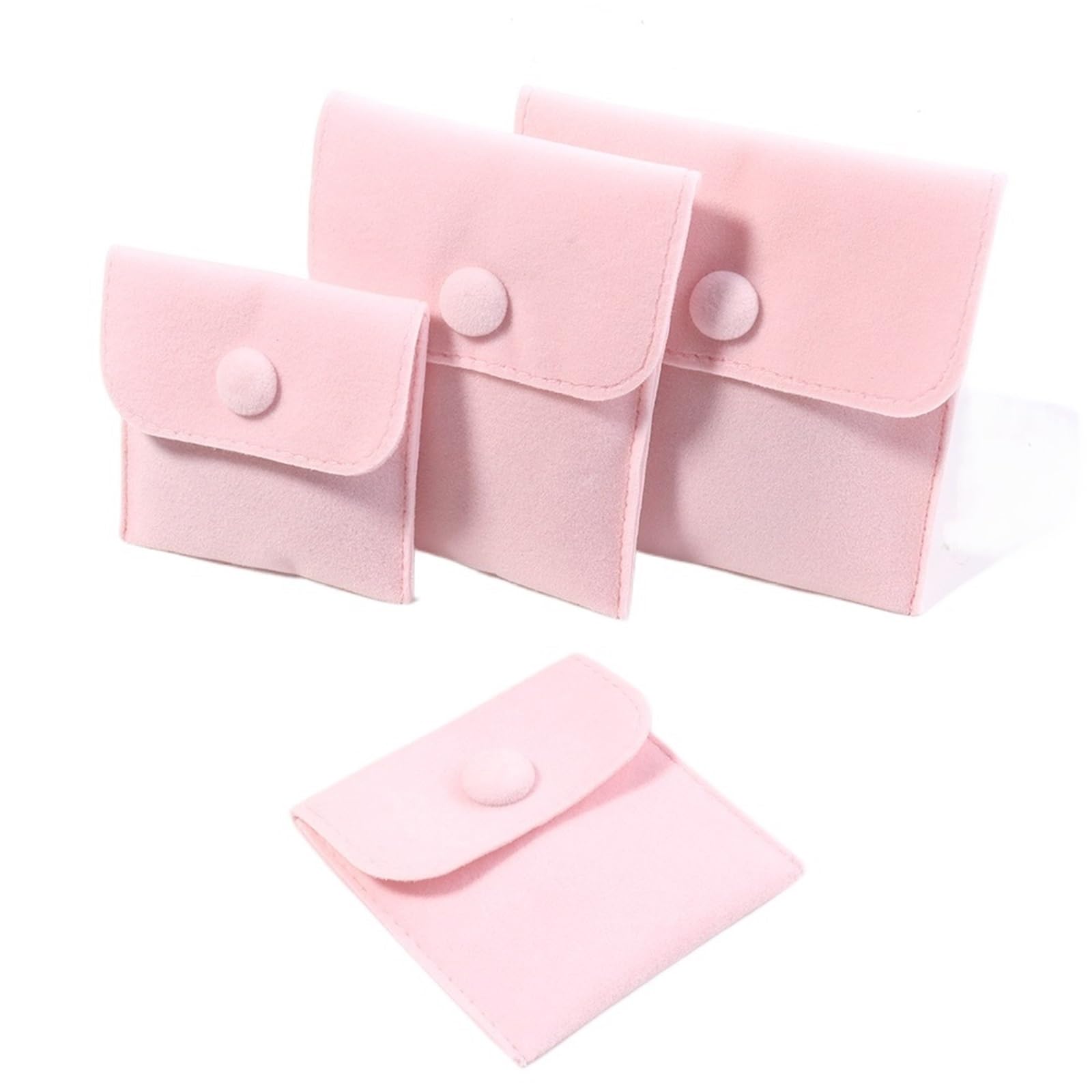 WEOKDFHA Jewelry Storage Bag 6Pc Jewelry Pouch Packaging Bag Soft Velvet Bracelet Necklace Earrings Rings Storage Button(Pink,8x10cm)
