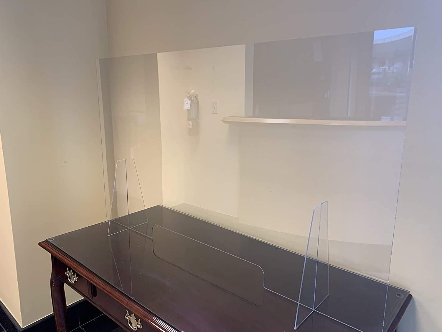 Flаѕh Dеаlѕ - 40% оƒƒ Plexiglass Sneeze Guard - 48w x 28h Protective Freestanding Shield Guards Against Sneezing and Coughing/Transaction Window for Offices and Stores / 1/8 Thk (21w X 2-1/2h CUTOUT) (10-Pack)