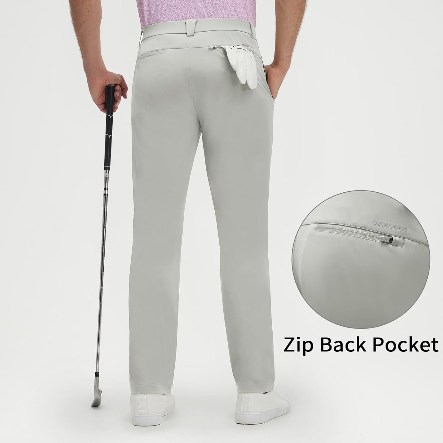 M MAELREG Mens Golf Pants Stretch Dress Casual Pants 30"/32"/34" Lightweight Quick Dry Business Slacks with 4 Pockets