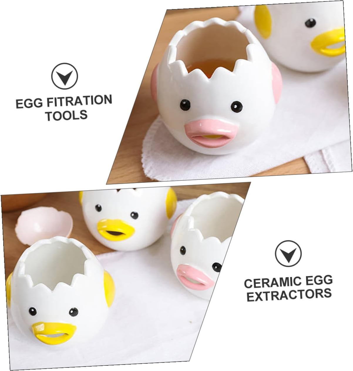 BESPORTBLE 2 Pcs Wear-resistant Egg Separators Practical Cartoon Chicken Shape Egg Yolk Filters for Baking Cooking Household Use Pink Yellow