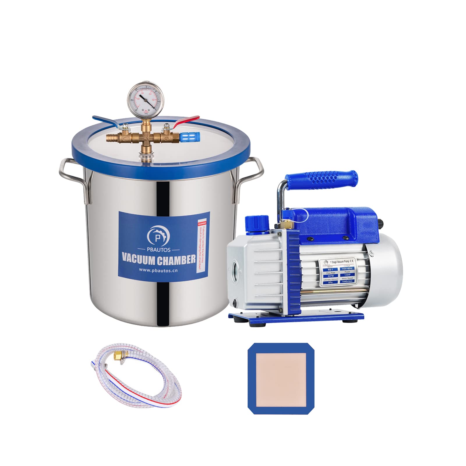 3 Gallon Vacuum Chamber with Pump, Stainless Steel Vacuum Degassing Chamber Kit, Degassing Chamber K