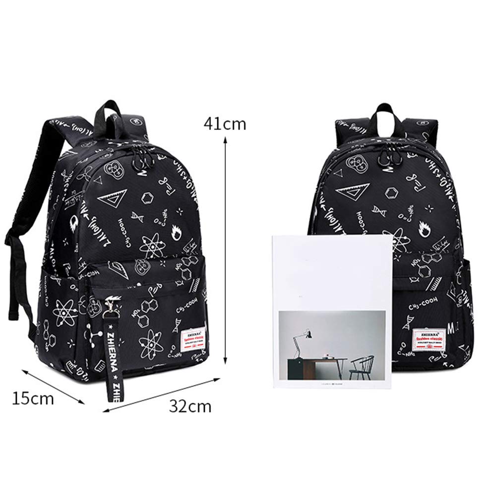 Mochila escolar Mochila para niñas Niños Adolescentes, primarios/secundarios/universitarios Estudiantes Satchel Book nylon impermeable Bolsa ligera para computadora portátil (black)