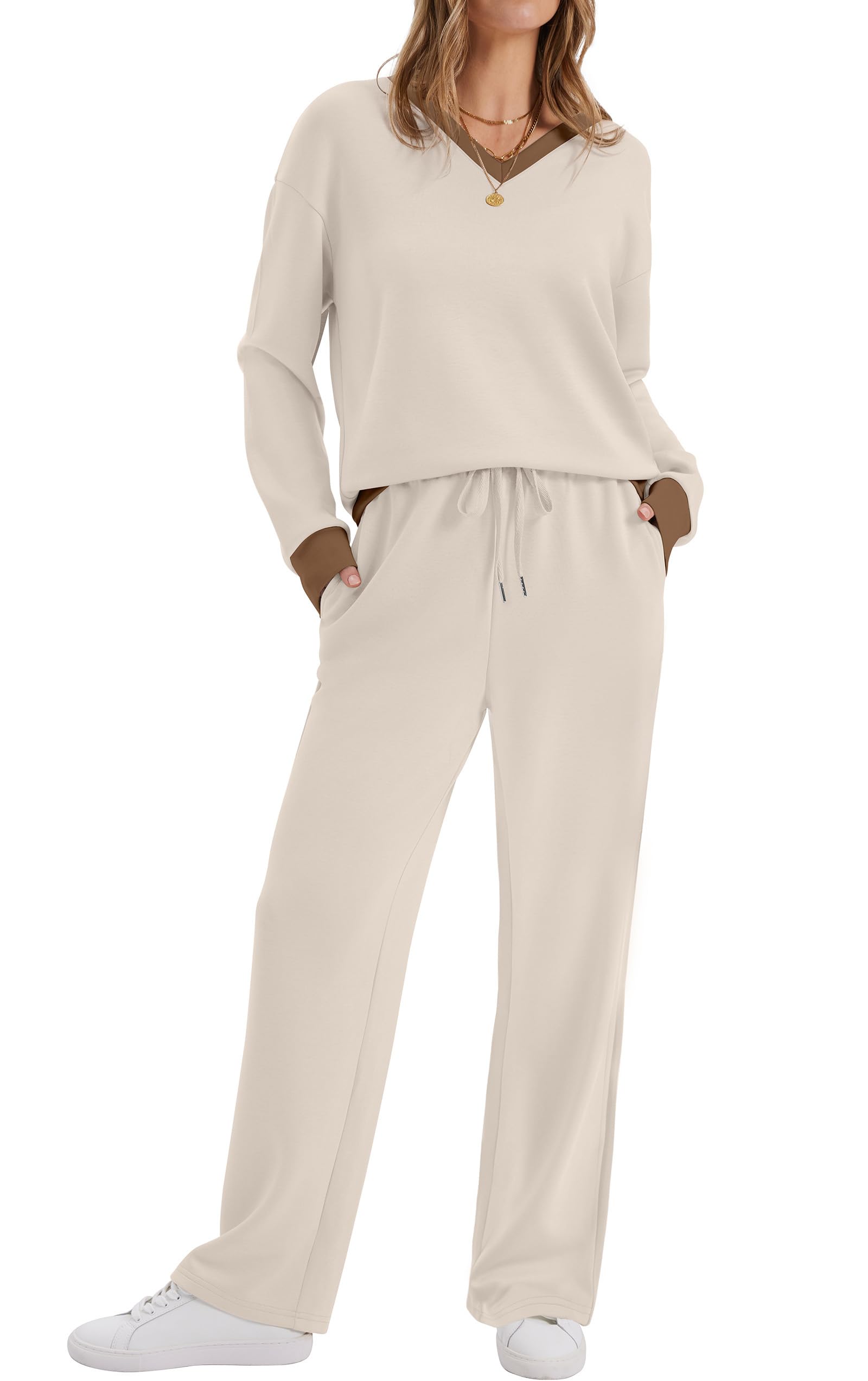 WIHOLL Women's 2 Piece Matching Lounge Set Sweatsuits Fall Outfits