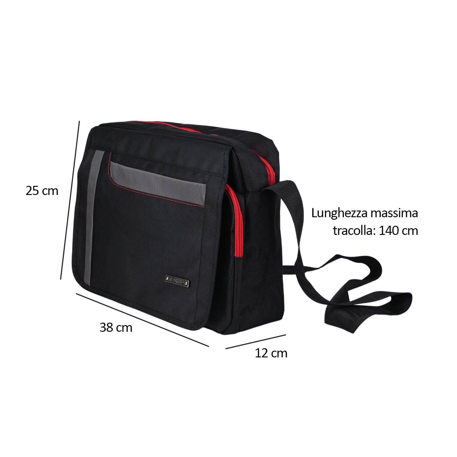 No Limits Borsa Messenger Laptop 13-15.6" con Tracolla Regolabile, Porta PC Uomo Donna, Multi Tasche, Nero