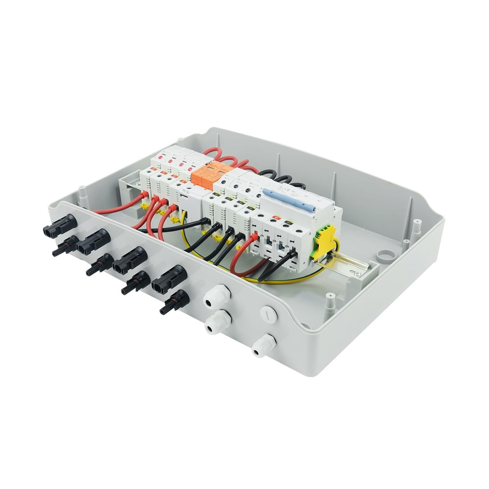 RWRAPS Scatola combinatrice fotovoltaica Solare fotovoltaica con Protezione Contro i fulmini 4 ingressi 1 Uscita Scatola Impermeabile con Fusibile DC 1000 V IP65 18 Vie (Size : 1000V 25A)