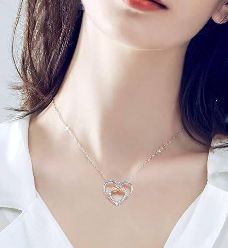 Miniatura 3 de Regalos para nieta de la abuela, collar de corazón infinito plateado de abuela, ideas de cumpleaños, collares de joyería con colgante, Metal