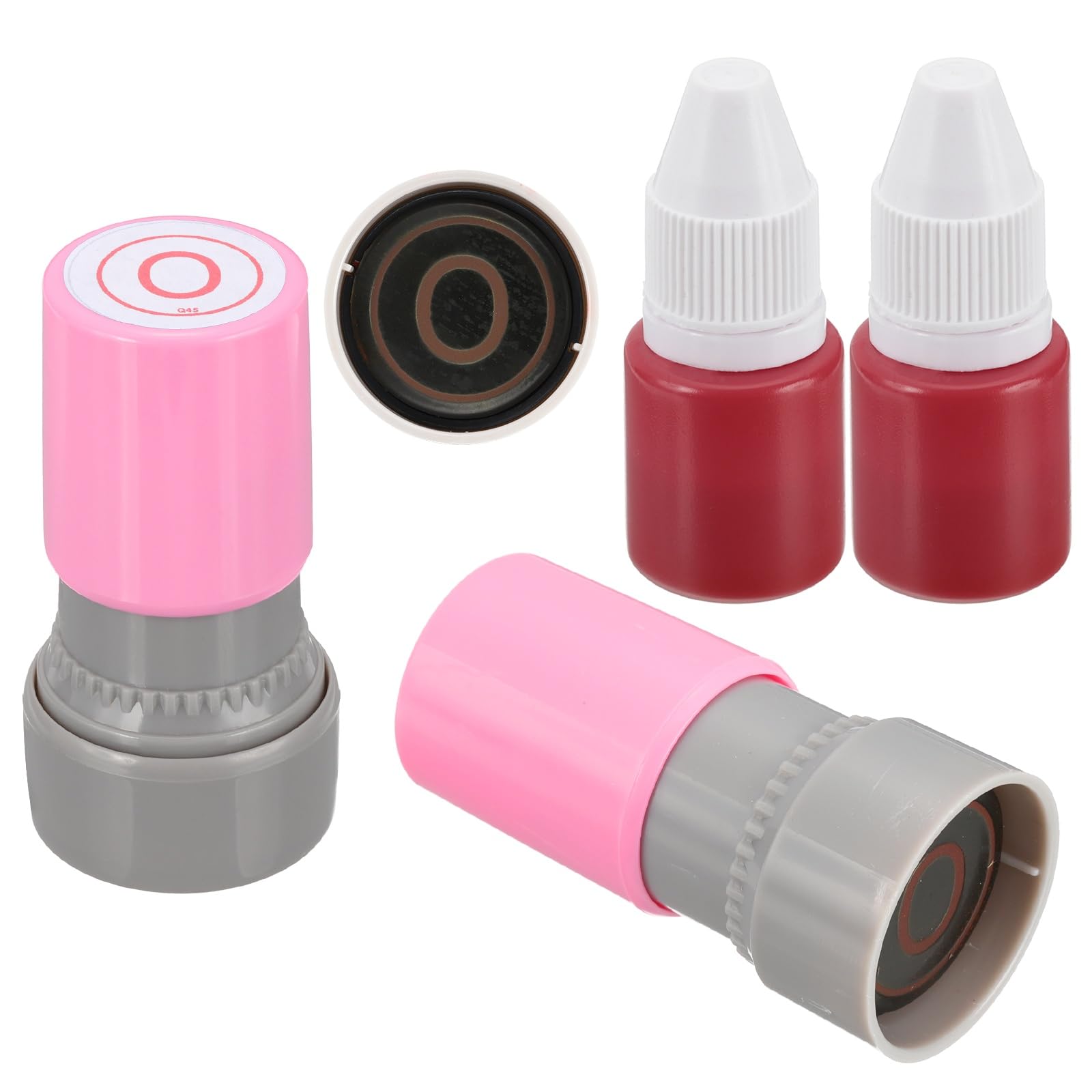 PATIKIL Letter Stamps Self Inking, 2Pcs Alphabet O Character Teacher Ink Initial Stamp with Refill Ink for Class Notebook Scrapbooking DIY Craft, Pink