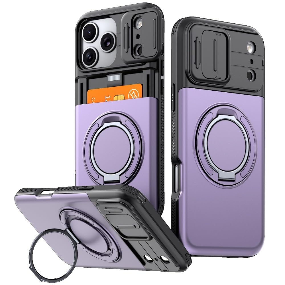 Carcasa genérica compatible con iPhone 15 Pro (color: púrpura) a prueba de golpes, funda para ocultar ranura para tarjeta