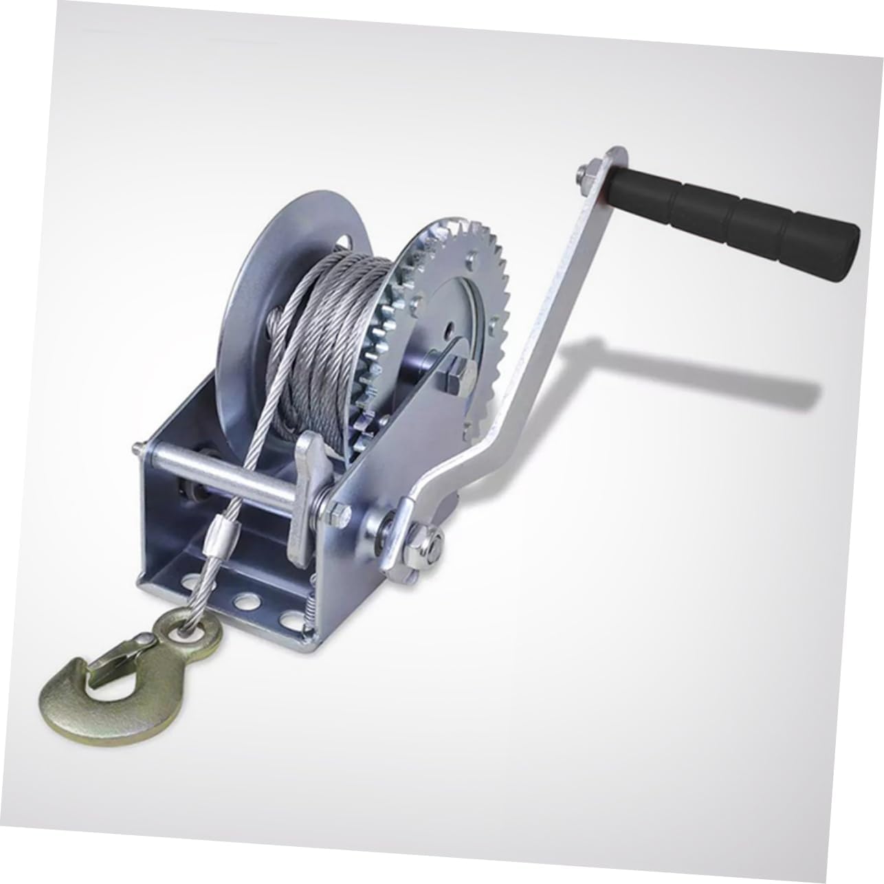 1pc Hand Winch with Cable Capacity Manual for Vehicle Towing Boat Trailers and Heavy Load Hauling