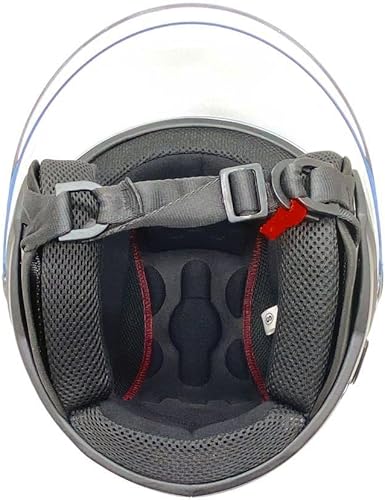 Miniatura 6 de Casco con cara descubierta para motocicleta Scooter, con visor DOT práctico que se puede levantar, L, Negro mate