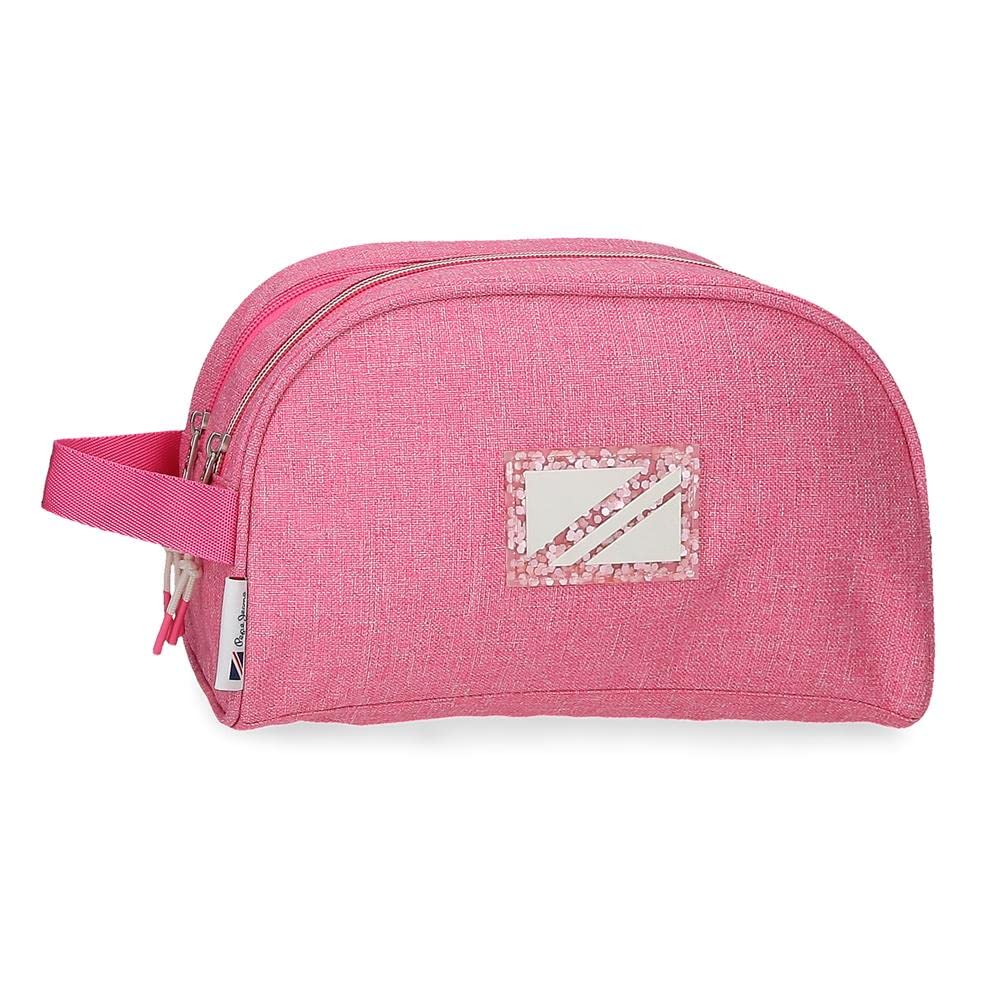 Pepe Jeans Luna Toiletry Bag Two Compartments Adaptable Pink 26x16x12 cms Polyester
