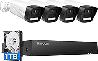 Vista 1 de Rraycom Home Security Camera System,4pcs H.265 3MP Wired PoE IP Cameras Outdoor with Spotlight&Motion Detection,Two-Way Audio,Waterproof,4K NVR with
