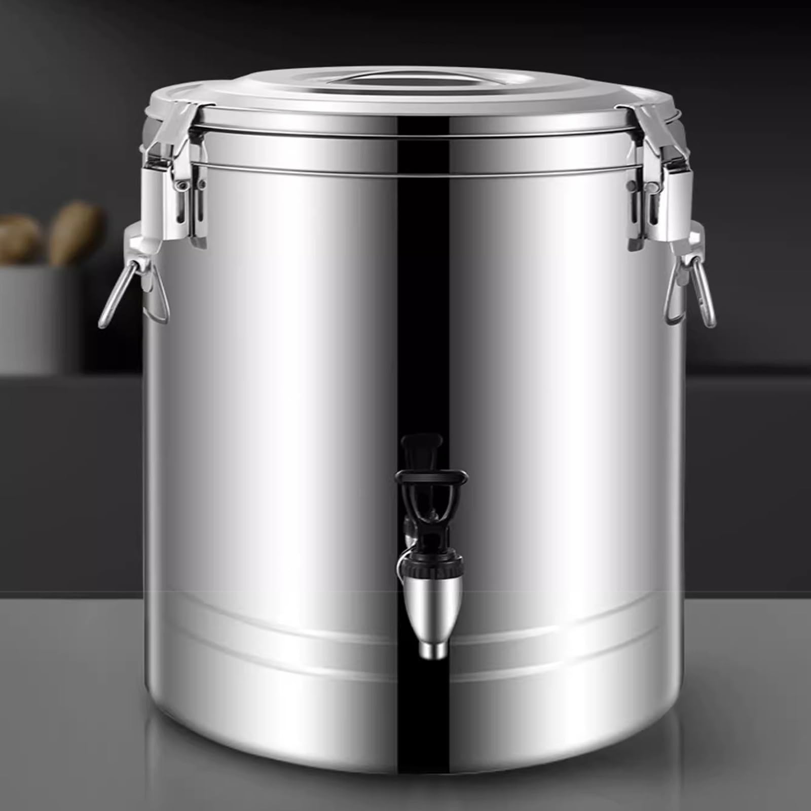 EMYJAY Contenedor Isotérmico Acero Inoxidable, Dispensador De Bebidas Frías Y Calientes Jarra Térmica Aislante para Café Caliente Y Frío para Juice & More Teal LYWY (Color : Silver, Size : 15L)