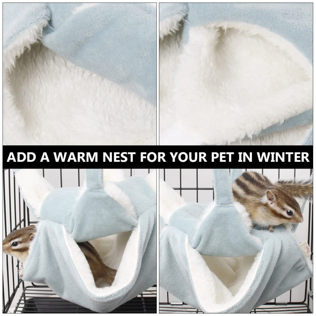 Mipcase 3stücke Hamster Hängematte Aus Flanell Doppellagige Schlafhängematte Für Kleintiere Mit Haken Für Winter Und Herbst Geeignet Für Hamster Frettchen Und Andere Nager