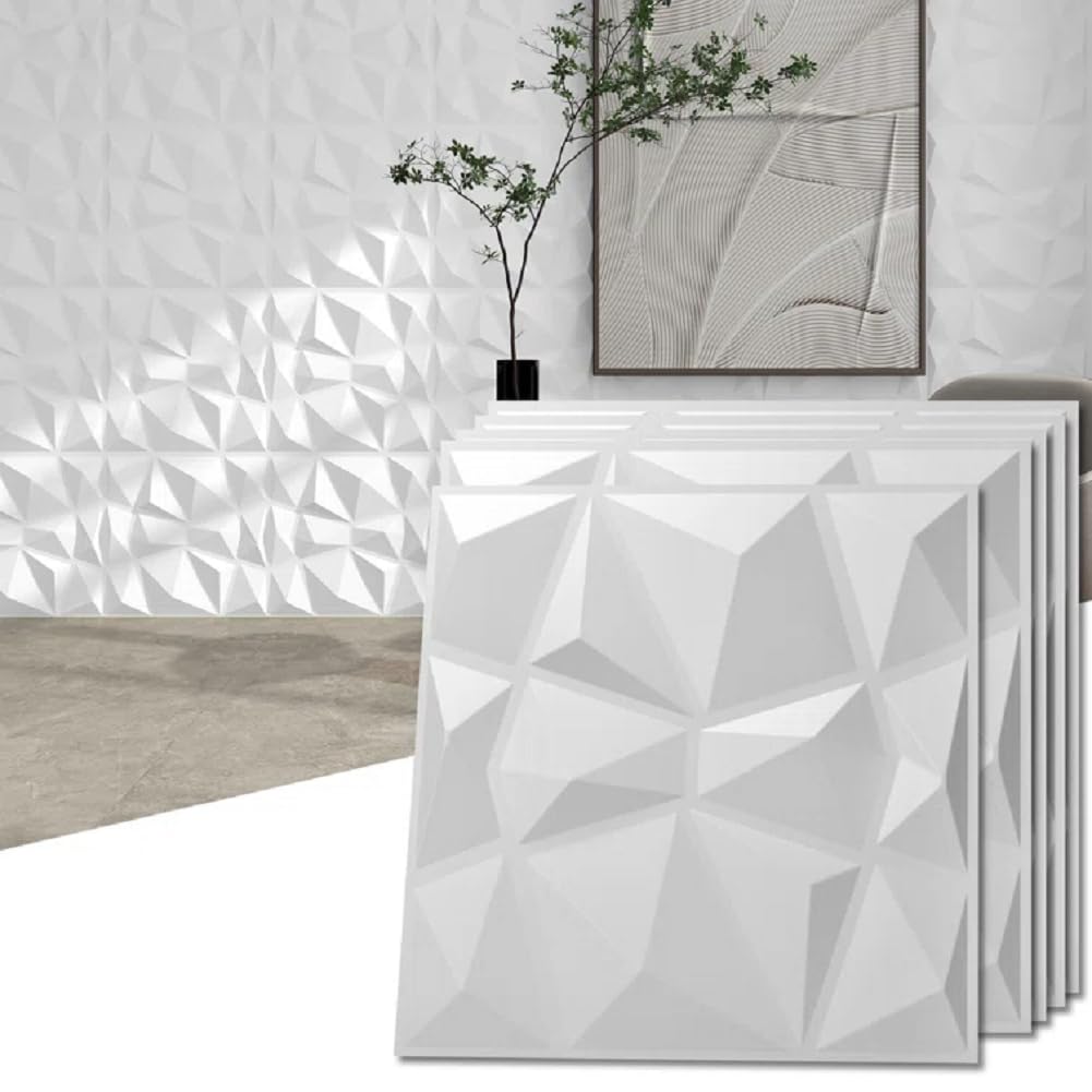 Lot de 15 panneaux muraux 3D en PVC pour salle de jeux, salon, buanderie, cuisine, 30 x 30 cm