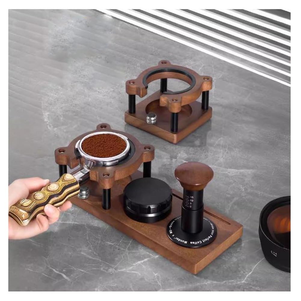 Semplice pressino for caffè in Legno, Base for macinacaffè, tacca Regolabile, Universale da 51-58 mm, Adatto for Principianti e Professionisti
