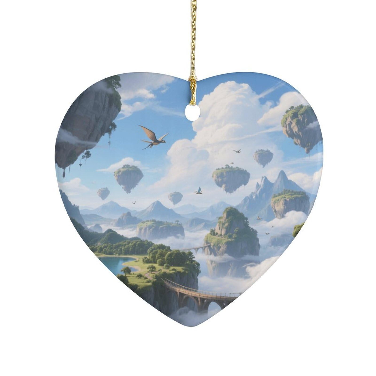 Fekiloot Style Island In The Sky Ceramic Ornament Home Decor Keepsake