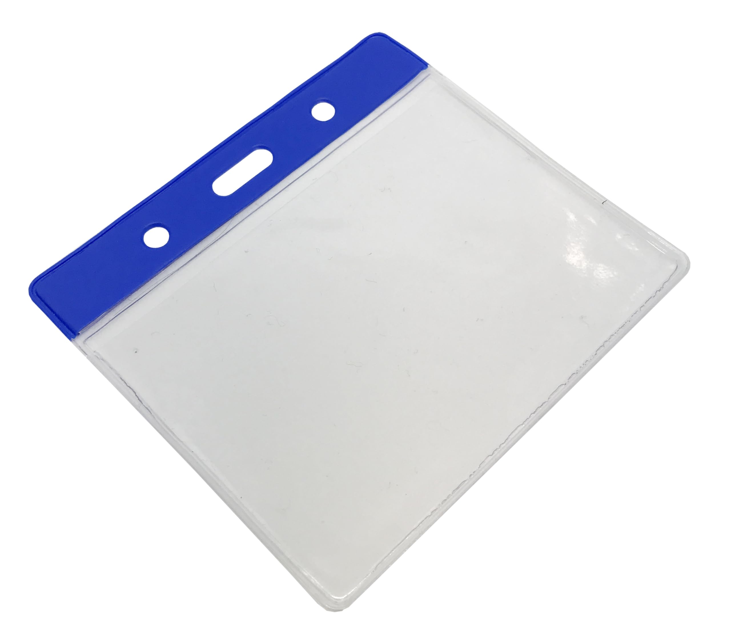 Customcard Ltd ID Badge Pocket Plastic Vinyl Wallet Pouch 60x90mm, Blue Header, Flexible, Full Coverage Card Holder - Image 3