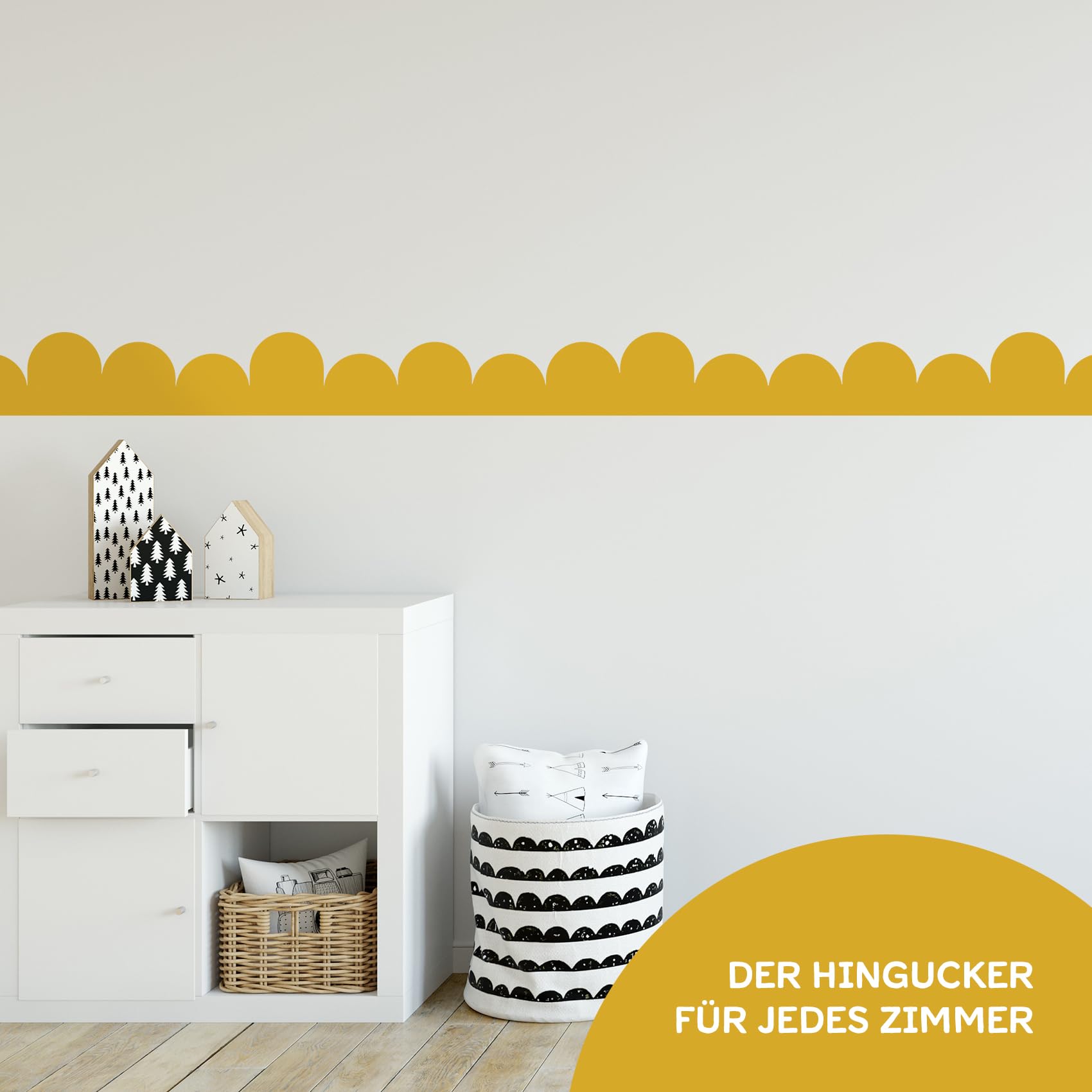 Yabaduu Border 15 x 200 cm for Children's Room Baby Room Decoration in Skandi Look Scandi Sticker Wall Border Wall Sticker for Children Girls Boys Y034 (Sardard) - Image 2
