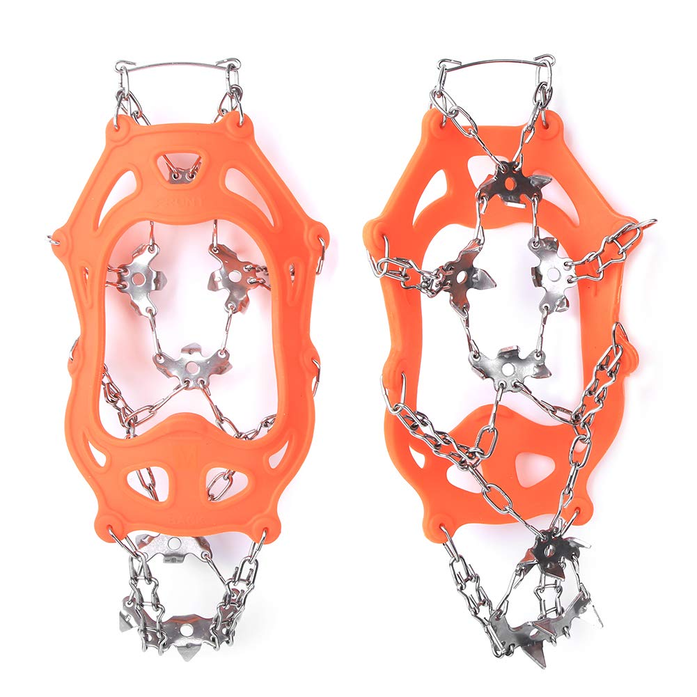 Ice Shoes Cover, Stainless Steel Climbing Shoe Crampons TPE Soft Glue for Hiking Shoes for Mountain Boots for Sports Shoes(M, 19 Teeth Orange)-image-35