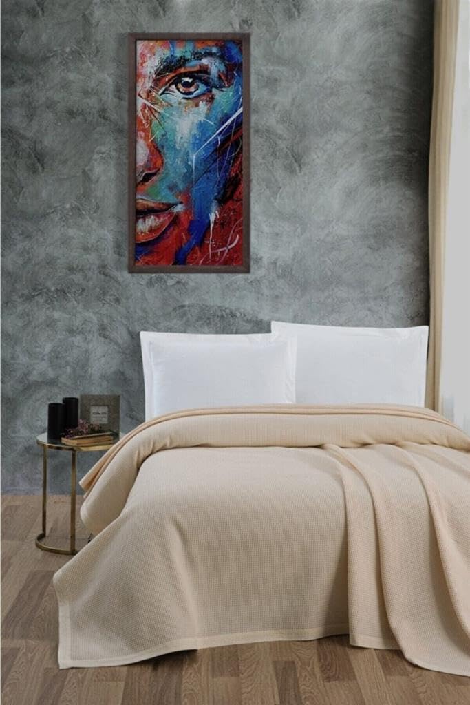 Mulberry Klimalı Pike,%100 Pamuk Petekli Pike, Dörtmevsim Pike Tek Kişilik 170x240 Krem