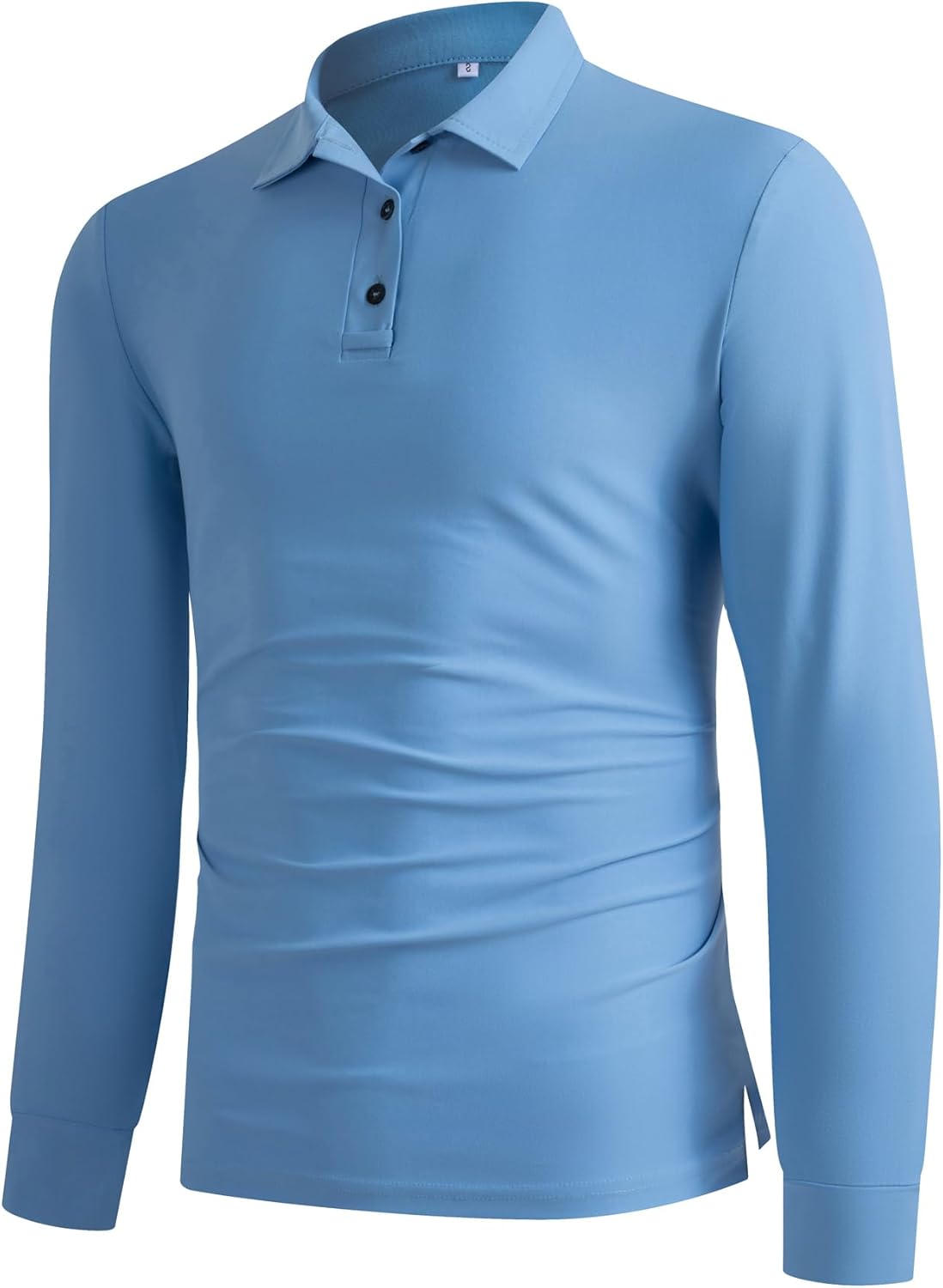 Menchfolk Men's Golf Polo Shirts, Long Sleeve Eyeglass Holder Split Hem, Business Casual 3-Button Placket Classic Fit