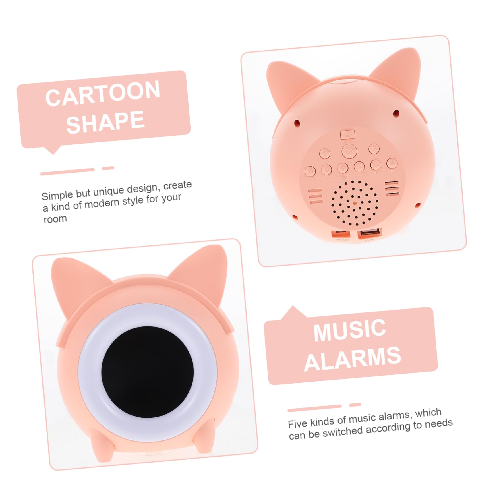 Alipis Réveil Numérique Rose en Plastique Veilleuse, Petit Modèle