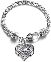 Vista 1 de Inspired Silver - Brazalete de plata con dije en forma de corazón pavé con pedrería de circonia cúbica